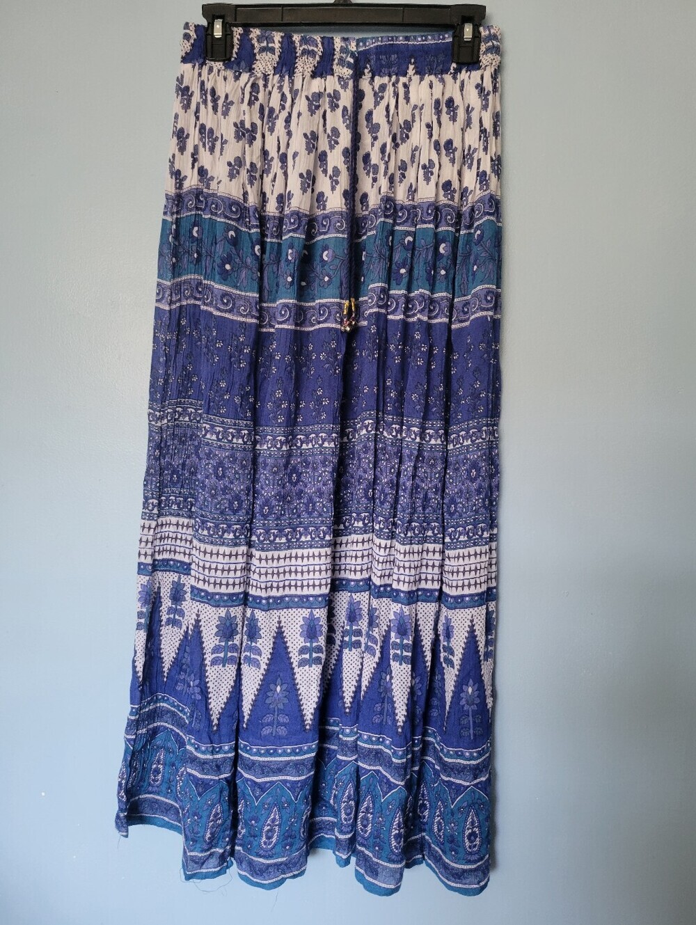 Cute Options Hippie Bohemian Blue Printed Maxi Skirt Free Size New
